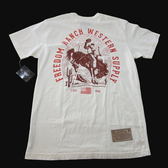 Freedom Ranch Women's Large Short Sleeve Bronc Graphic T-Shirt - Cream - Picture 1 of 3